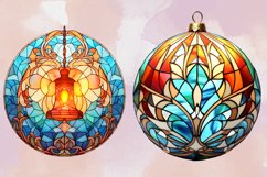 Stained Glass Christmas Ornaments Bundle, Stained Glass PNG Product Image 3