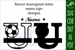 Football or Soccer Capital Monogram Letter U SVG Product Image 2