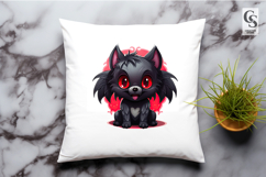 Cute Dark Wolf Holding Heart Clipart PNG Product Image 3