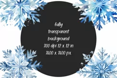 Watercolor snowflake clipart PNG Watercolor sublimation Xmas Product Image 2