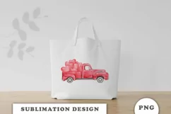 Watercolor vintage red truck Valentine Product Image 2