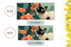 Siamese Cat Mug Design, Cartoon Flowers Mug Template Product Image 2