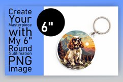 Cute Dog Adventure Circle Design Sublimation Keychain PNG Product Image 1