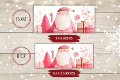 Watercolor Santa Claus Mug Design, Pink Christmas Mug Wrap Product Image 2