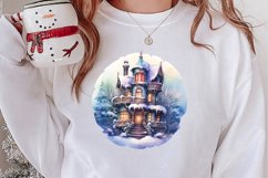 Watercolor Christmas Winter Houses Clipart Product Image 2