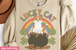 Lucky Cat PNG, St Patricks Day Cat Sublimation PNG Product Image 2