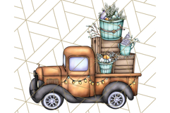 Vintage Christmas Truck Clipart PNG, Retro Holiday Vehicle Product Image 2
