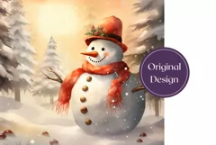 Christmas Tumbler Wrap, Christmas Snowman Sublimation Design Product Image 2