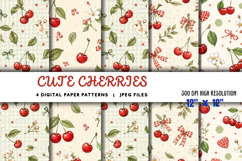Cute Cherries Digital Paper JPG Product Image 1