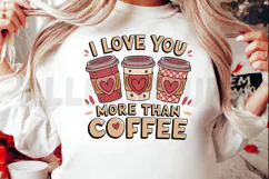 I love you more than coffee PNG, Coffee lover Sublimation Product Image 2