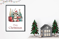Cartoon Christmas Raccoon Greeting Card Printable Product Image 2
