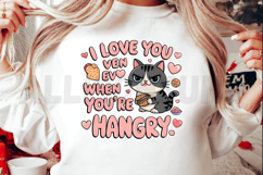 Funny Hangry Cat Illustration I Love You Valentine Cartoon Product Image 2
