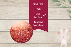 Love Round Earring PNG, Glitter Hearts Earrings Sublimation Product Image 2