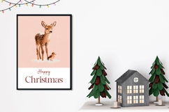 Cute Christmas Deer Greeting Card, Happy Christmas Card PNG Product Image 2