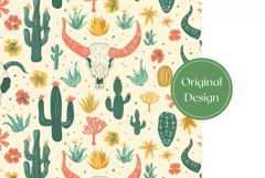 Western Skull Tumbler Wrap, Cactus Tumbler Template Product Image 2
