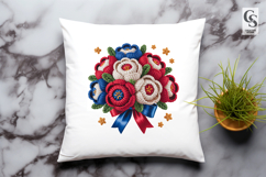 Patriotic Crochet Flower Bouquet Clipart Sublimation PNG Product Image 2