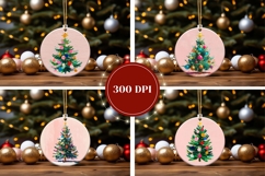 Pink Christmas Round Ornaments, Christmas Tree Ornaments Product Image 2