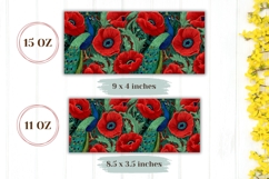 Peacock Bird Mug Wrap, Poppy Mug Design, Floral Mug PNG Product Image 2
