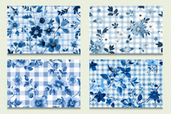 Blue Gingham Winter Flowers Cutting Boards sublimation Desig Product Image 2