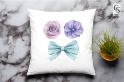 Watercolor Floral Bow Clipart Sublimation PNG Product Image 3