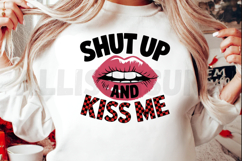 Shut Up And Kiss Me Lips With Checkered Pattern Typography Product Image 2