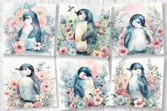 Watercolor Penguin Scrapbooking Paper | Penguin Backgrounds Product Image 2