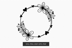 Floral frame SVG, heart frame, Family name SVG, Wedding SVG Product Image 2