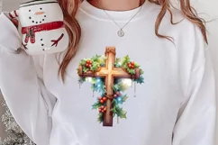 Christmas Cross Watercolor Clipart, Jesus Christ Clipart Product Image 2