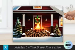 A pile of firewood stacked under a farmhouse Cutting Board Product Image 1