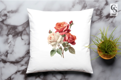 Watercolor Red and White Rose Bouquet Clipart PNG Product Image 2