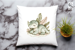 Sleeping Baby Dinosaur Watercolor Clipart Sublimation PNG Product Image 3