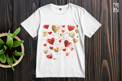 Red and Gold Hearts Clipart Sublimation PNG Product Image 3