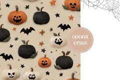 Cartoon Halloween Bats Backgrounds, Halloween Pumpkins Print Product Image 2