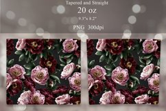 Peony Tumbler Sublimation PNG | Moody Flowers Seamless Wrap Product Image 2