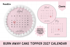 Editable Burn Away Cake Topper 2027 Calendar Canva Template Product Image 1