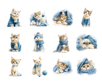 Watercolor Hygge Cat Clipart Product Image 4