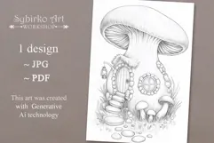 Gnome house coloring page for adults. Adult coloring page Product Image 1