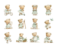 Nursery Teddy Bear Clipart PNG Set Product Image 4