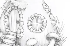 Gnome house coloring page for adults. Adult coloring page Product Image 3