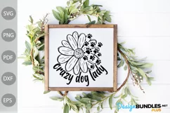 Crazy Dog Lady Flower SVG Design / Dog Mom SVG Cut Files Product Image 2