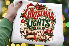 Christmas Lights and Midnight Reads PNG, Christmas Books Product Image 2
