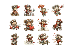 Aviator Teddy Bears PNG Clipart Set Product Image 3