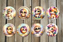 Rainbow animals | Round earring Sublimation design bundle Product Image 2