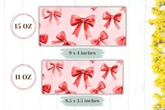 Pink Bows Mug Wrap Design, Watercolor Bow Mug Sublimation Product Image 2