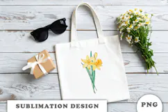Watercolor Daffodils Flowers Bouquet png Product Image 2
