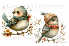 Birds, Christmas, Fall, Ephemera, PNG, watercolor, Clipart Product Image 2