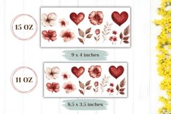 Love Hearts Mug Design, Watercolor Flowers Mug Template Product Image 2
