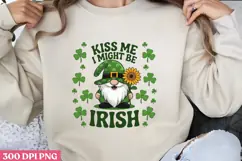 Kiss Me I Might Be Irish PNG, St Patricks Day Gnome Sublim Product Image 3