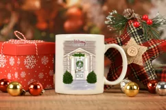 Christmas background, porch wreath on the door Product Image 2
