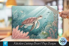 Serene Turtle Design with Pastel Marine Cutting Board PNG Product Image 1
